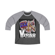 Load image into Gallery viewer, Video Mayhem Unisex Tri-Blend 3/4 Raglan Tee